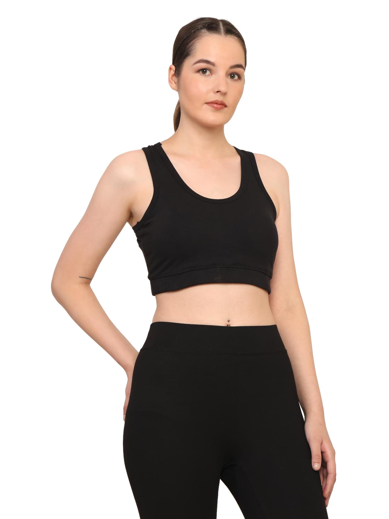 Women's Seamless Activewear Co-Ord Set | High-Waist Leggings & Sports Bra | Black