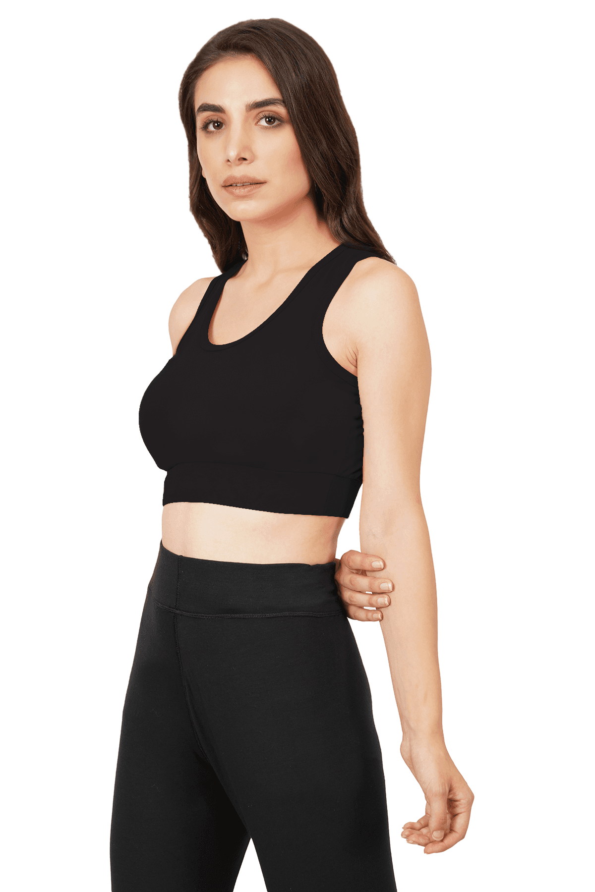 Bamboo Fabric Sports Bra - Non Padded, Non Wired - Black