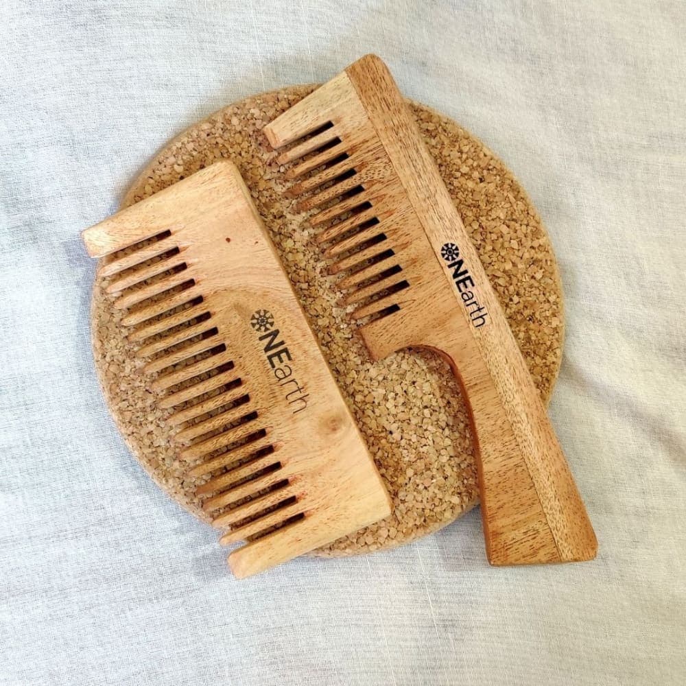 Neem Wood Hair Comb Set | Anti-Static, Breakage-Reducing Wooden Combs 