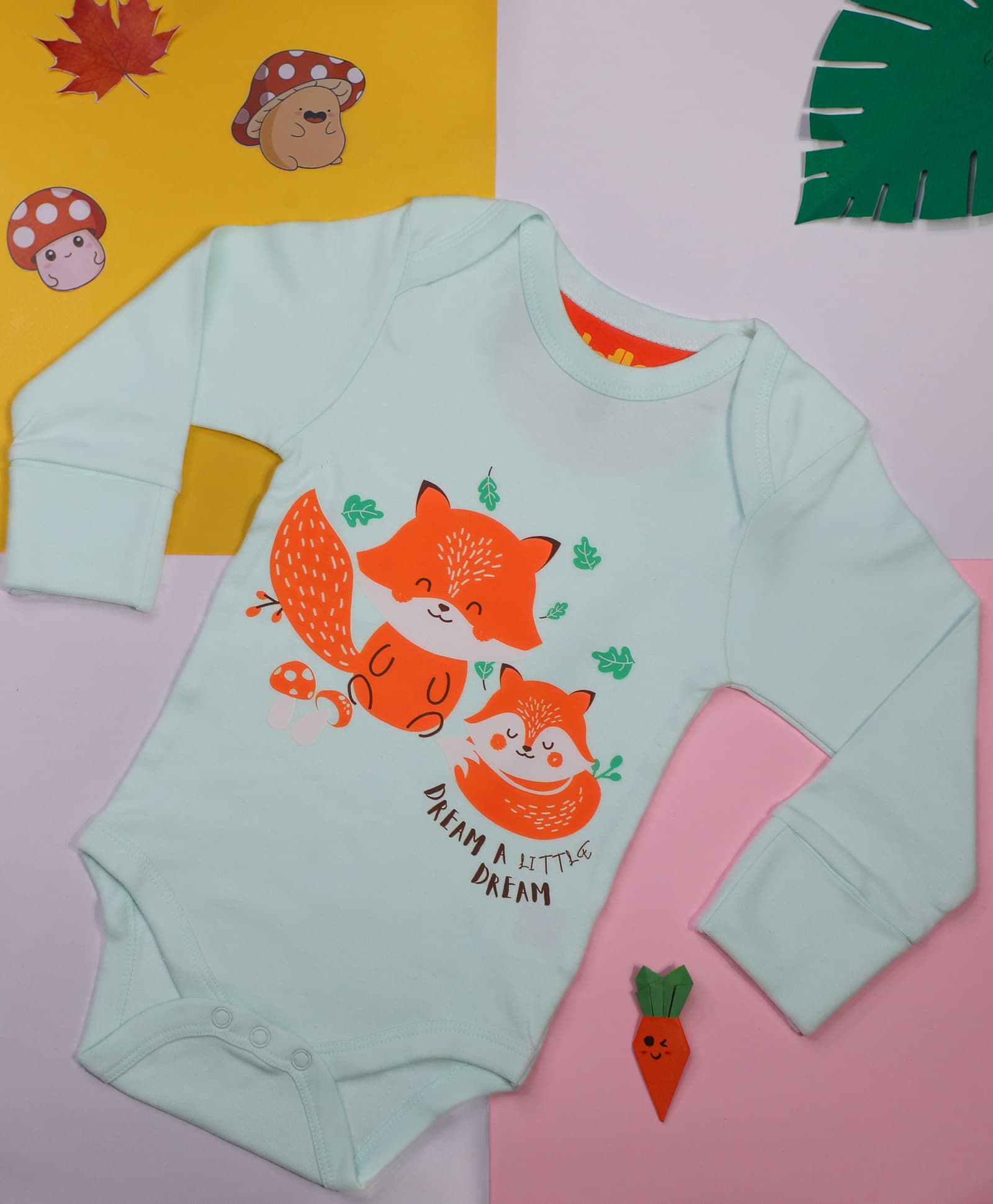 Kids Bodysuit|Printed - Mint Green