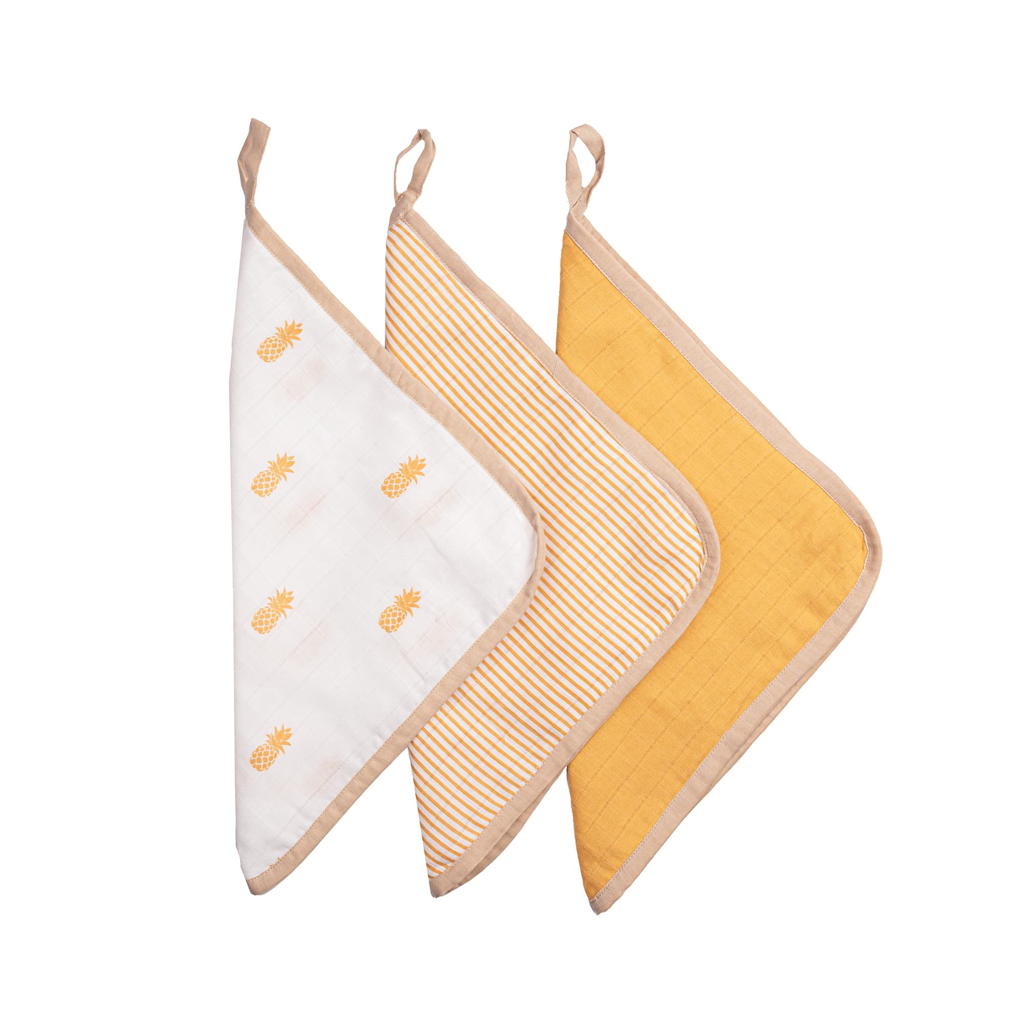Organic Muslin Baby Washcloths (3 Pack) – Pineapple