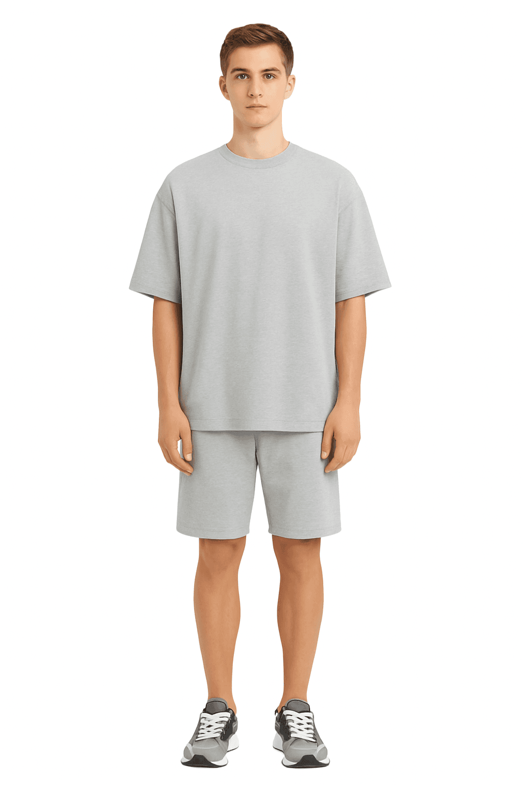 Men's Oversized Bamboo T-Shirt & Shorts Lounge Set | Ultra-Soft Breathable Co-ord Set |  Grey