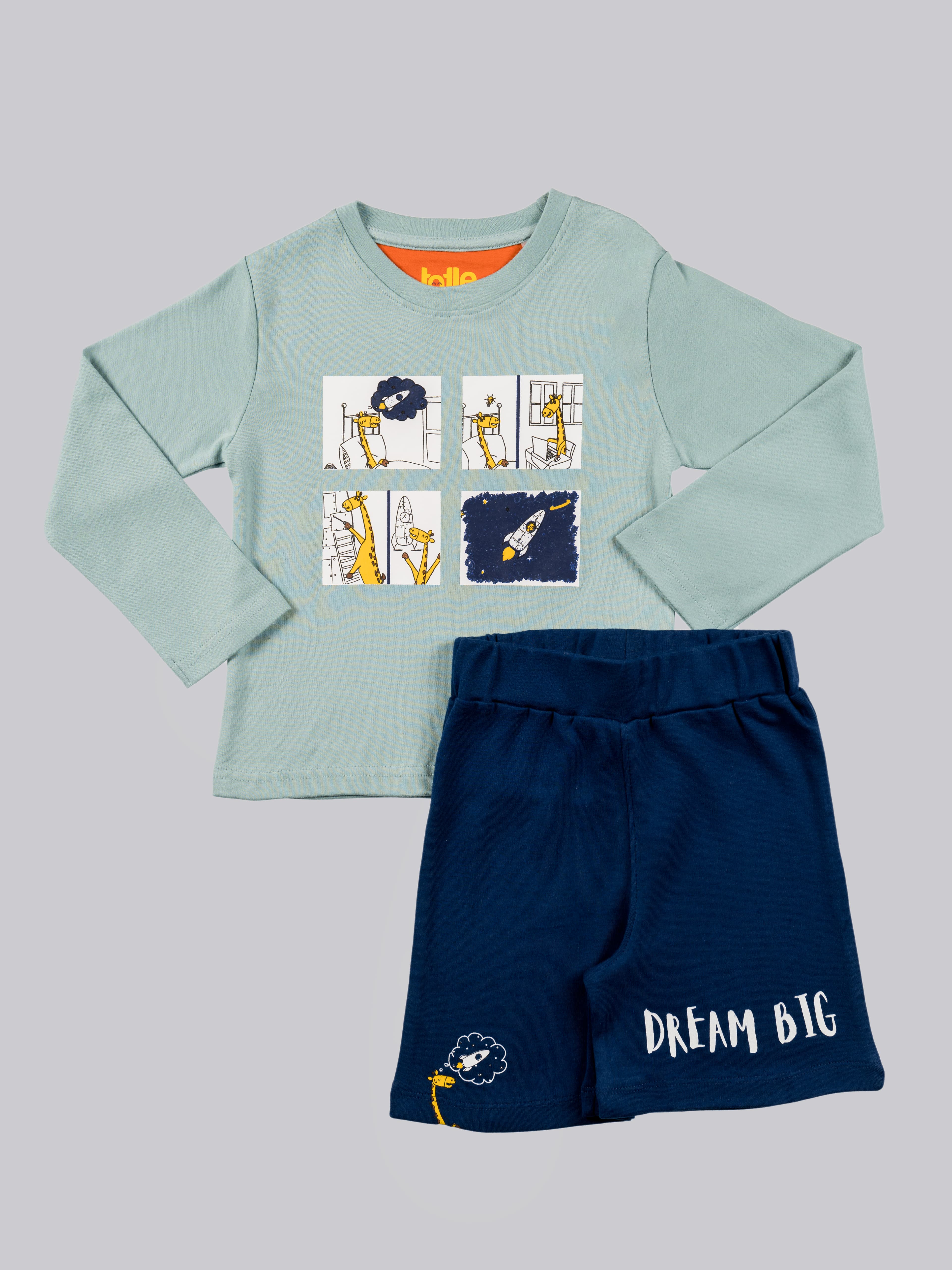 Kids Co-ord Set | Printed -  Pale green