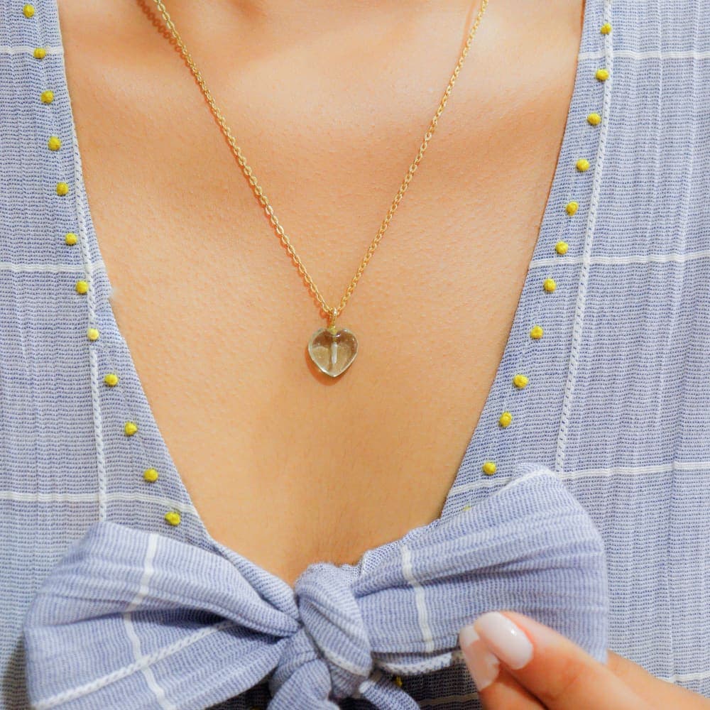 Smoky Quartz Stone Pendant with Golden Chain