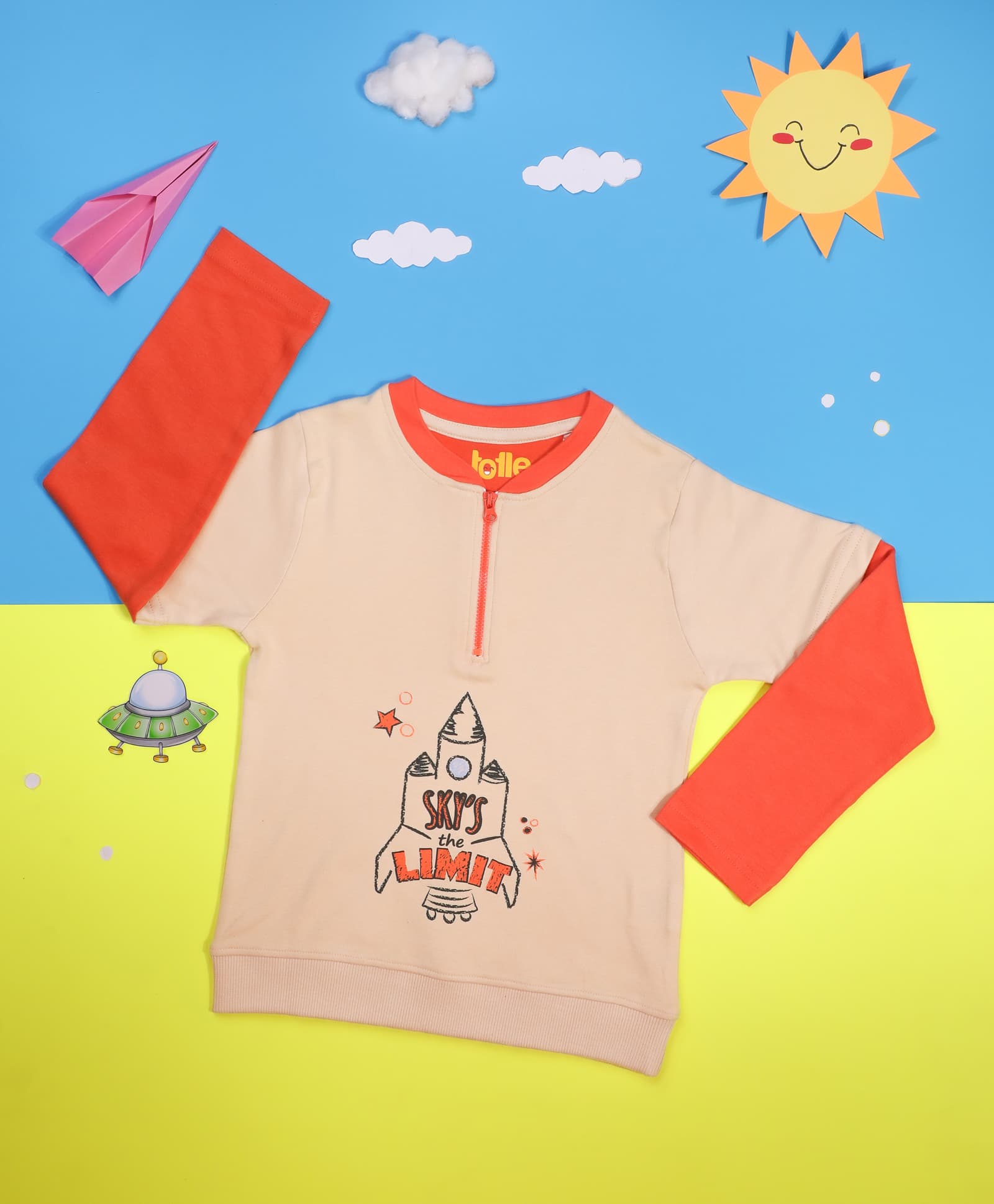 Kids T-Shirts |Printed - Orange and Beige