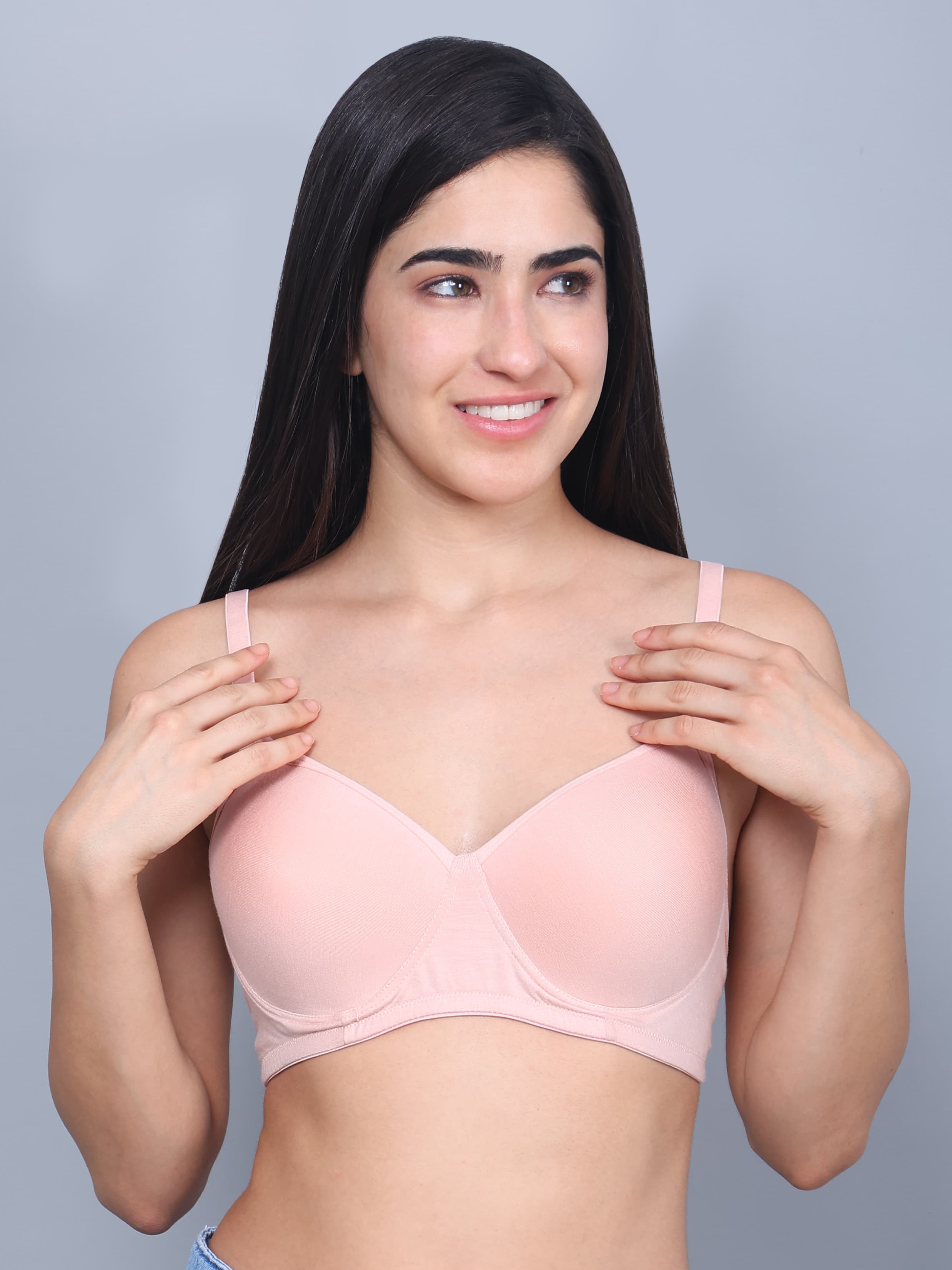 Full Coverage Bamboo Padded T-Shirt Bra - Beige