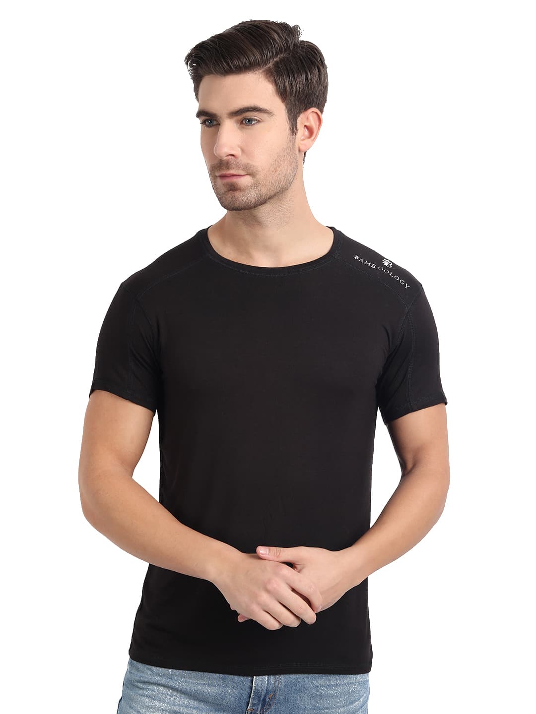 Men'S Round Neck T-Shirt | Black - Slim Fit