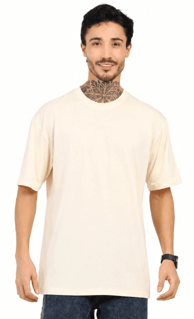 Men Oversized Bamboo T-Shirt | Gen Z Streetwear | Plain - Beige