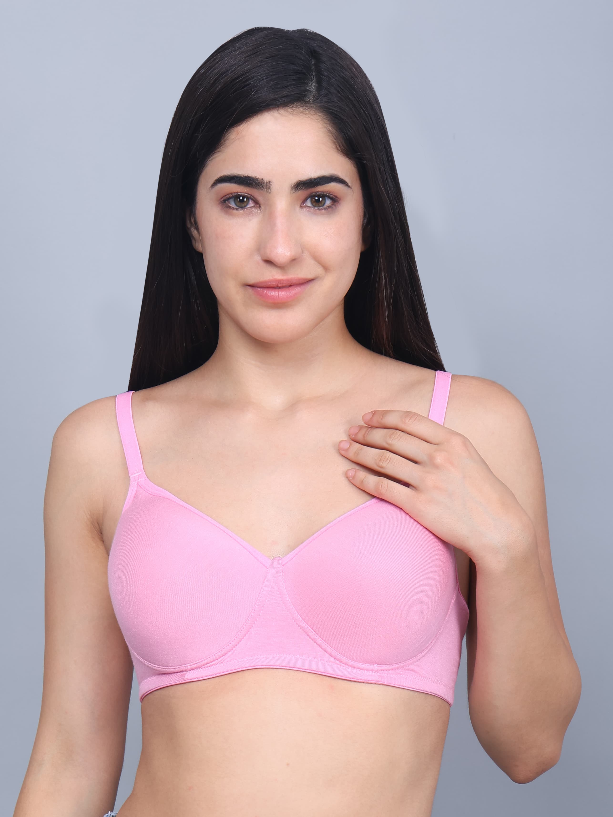 Full Coverage Bamboo Padded T-Shirt Bra - Fuchsia Pink