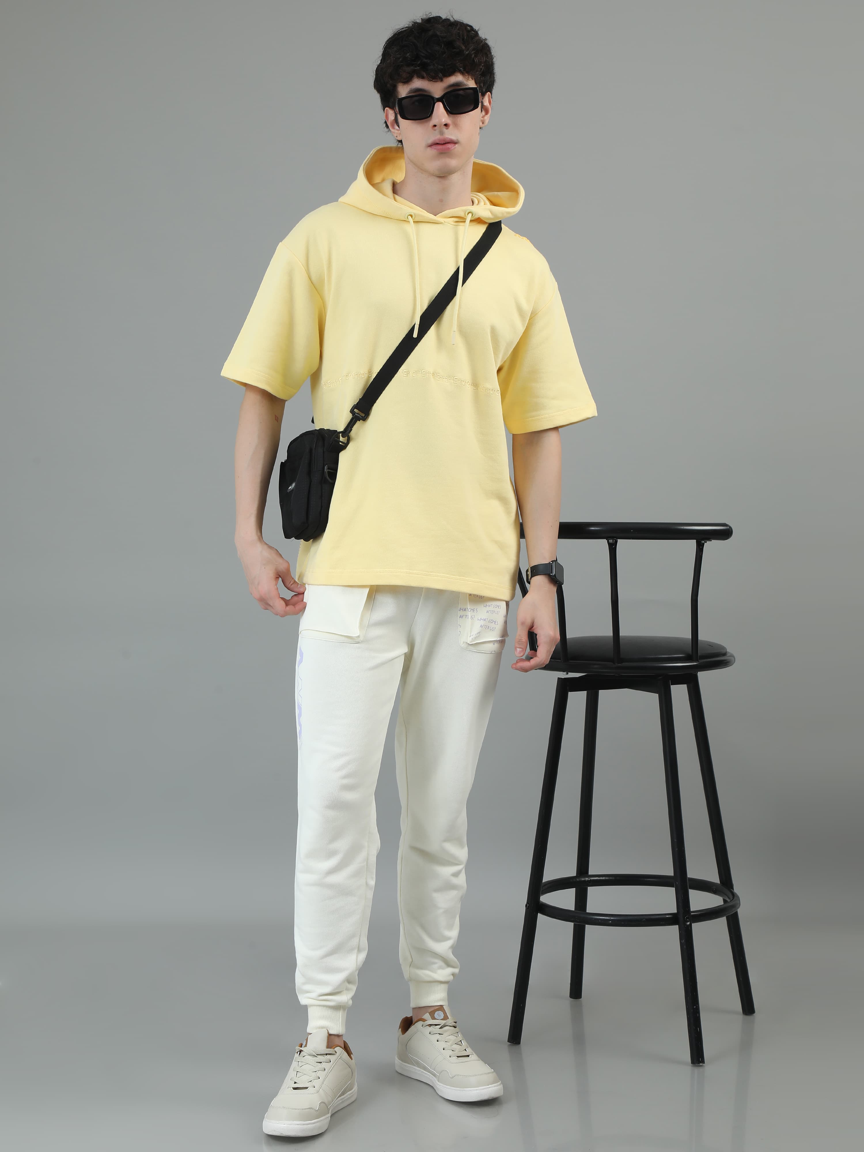 Organic Cotton Graphic Hooded Tee - VR Chimp Hoodie T-Shirt – Pale Banana