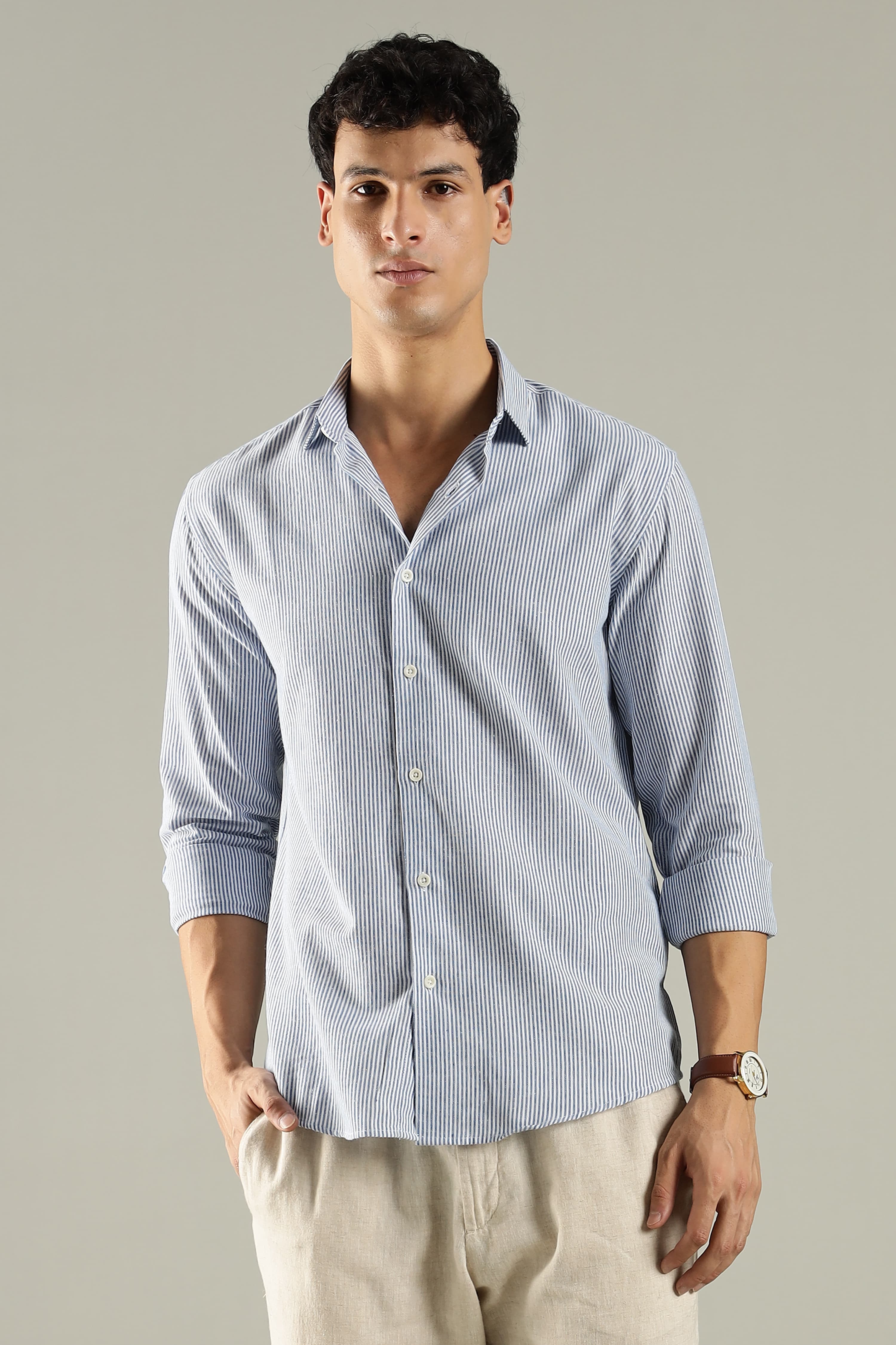 Horizon Striped Organic Cotton Shirt – Yarn-Dyed Breathable Summer Shirt