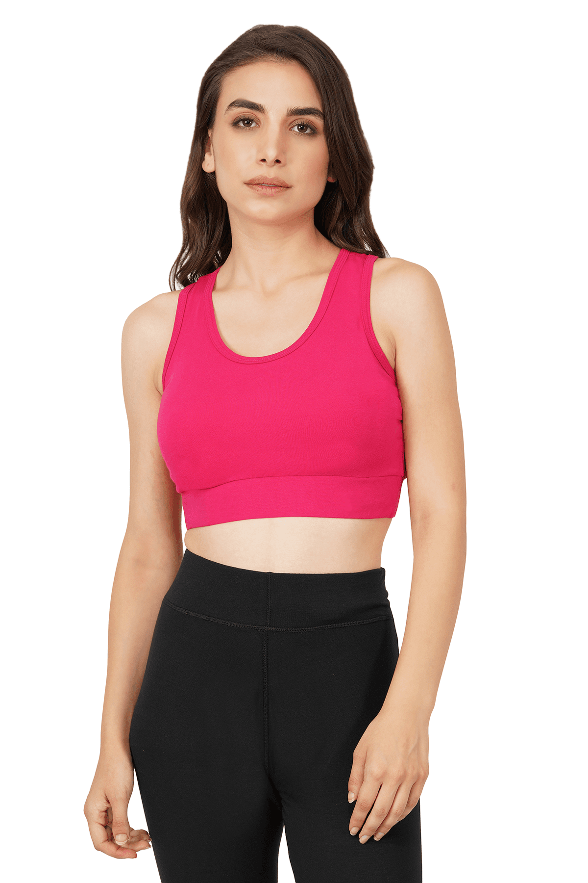 Bamboo Fabric Sports Bra - Non Padded, Non Wired - Fuchsia