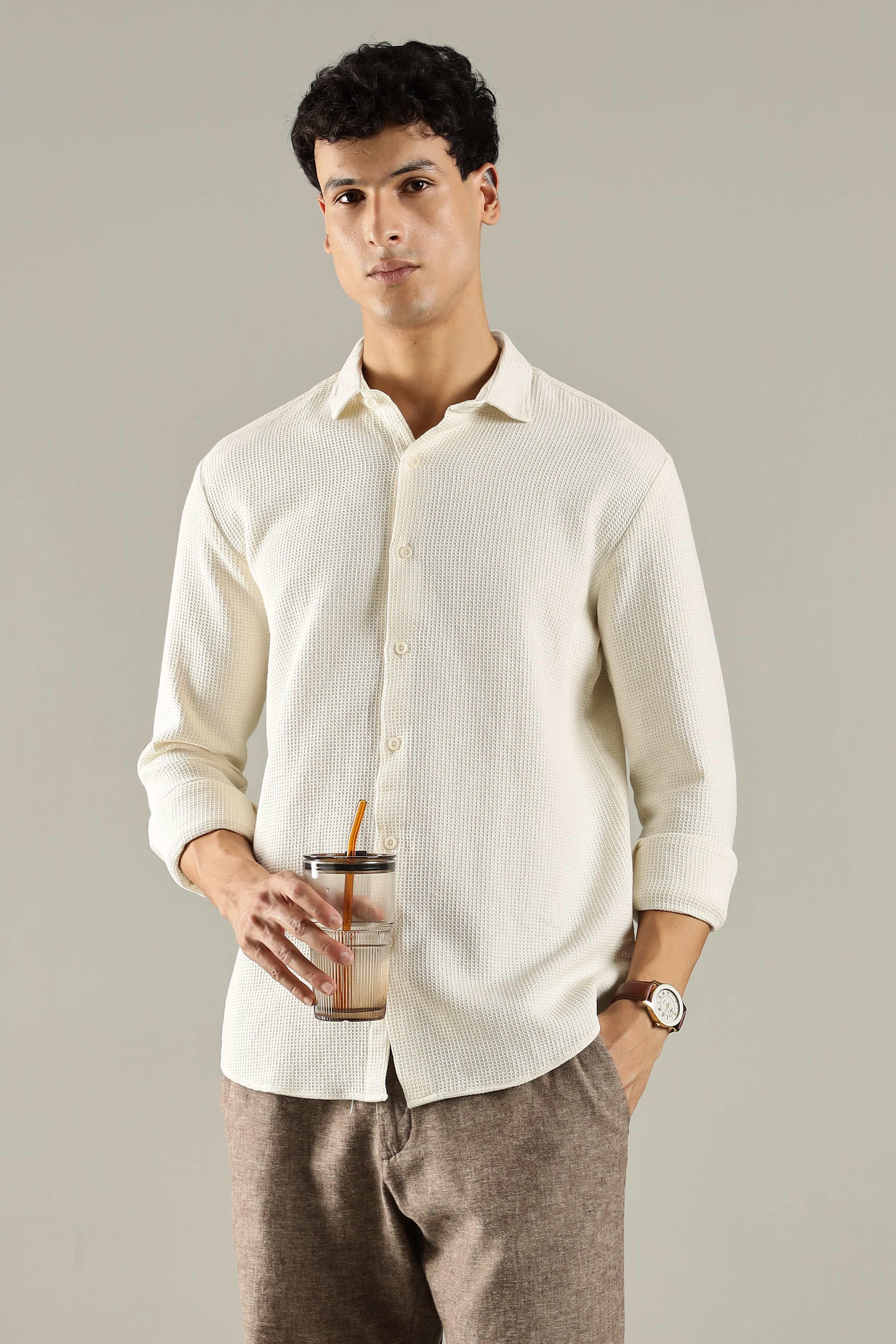 Frost Organic Cotton Waffle Shirt – Textured Midweight Layering Shirt
