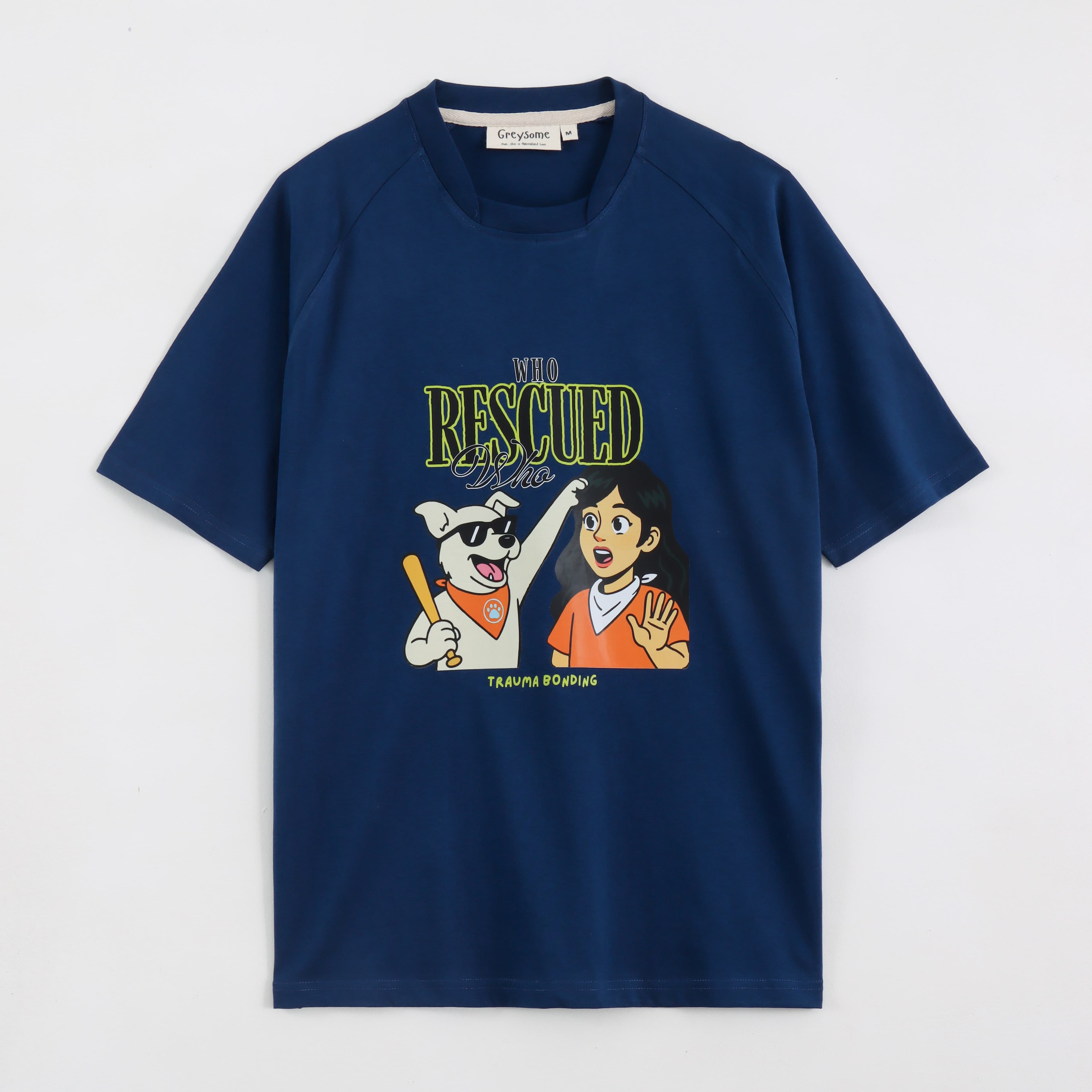 Who Rescued Who? Dog Mom Tee - Midnight Blue