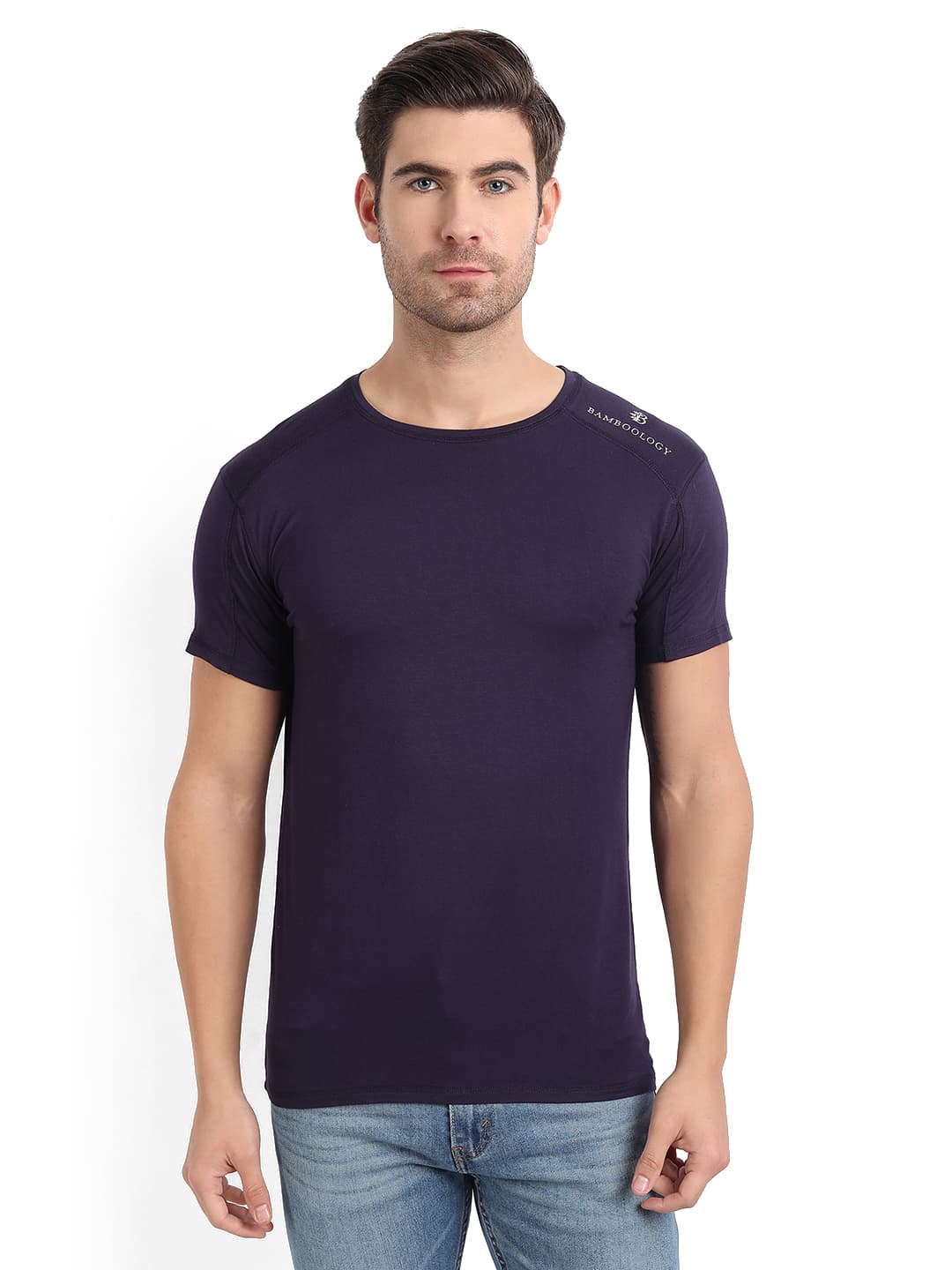 Men'S Round Neck T-Shirt | Navy- Slim Fit