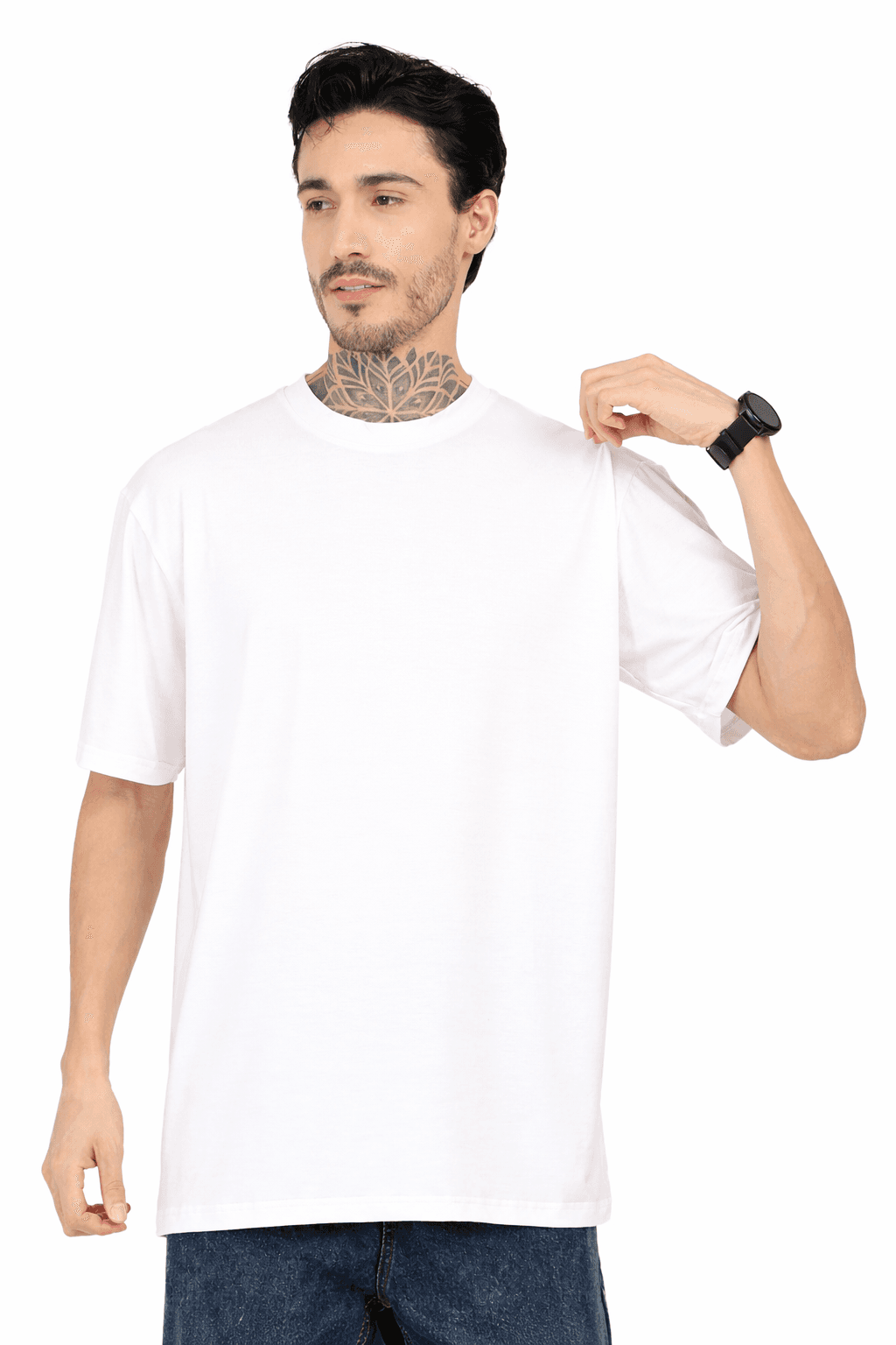 Men Oversized Bamboo T-Shirt | Gen Z Streetwear | Plain - White