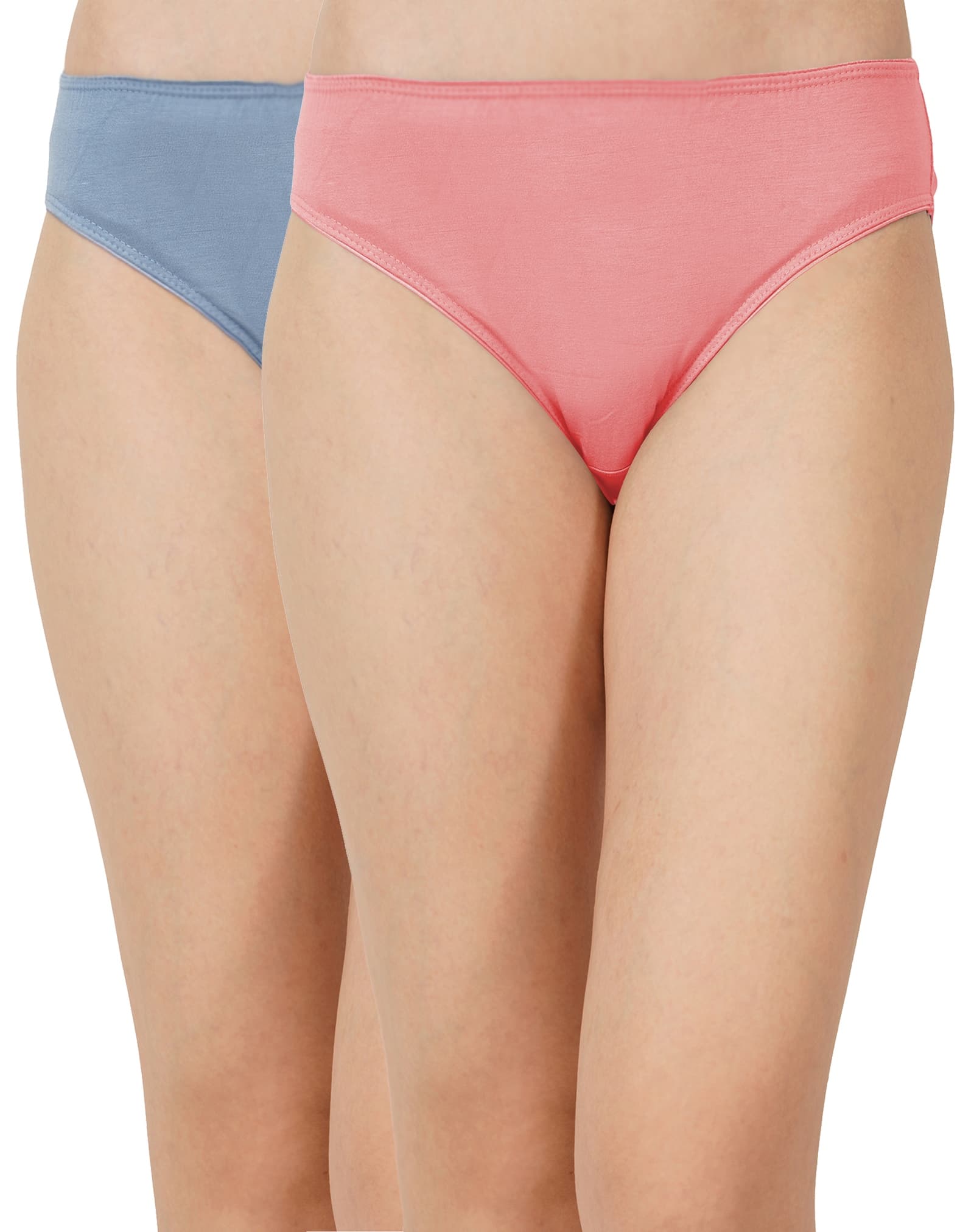 Bamboo Fabric Low Waist Underwear - Peach and Blue - Pack of 2