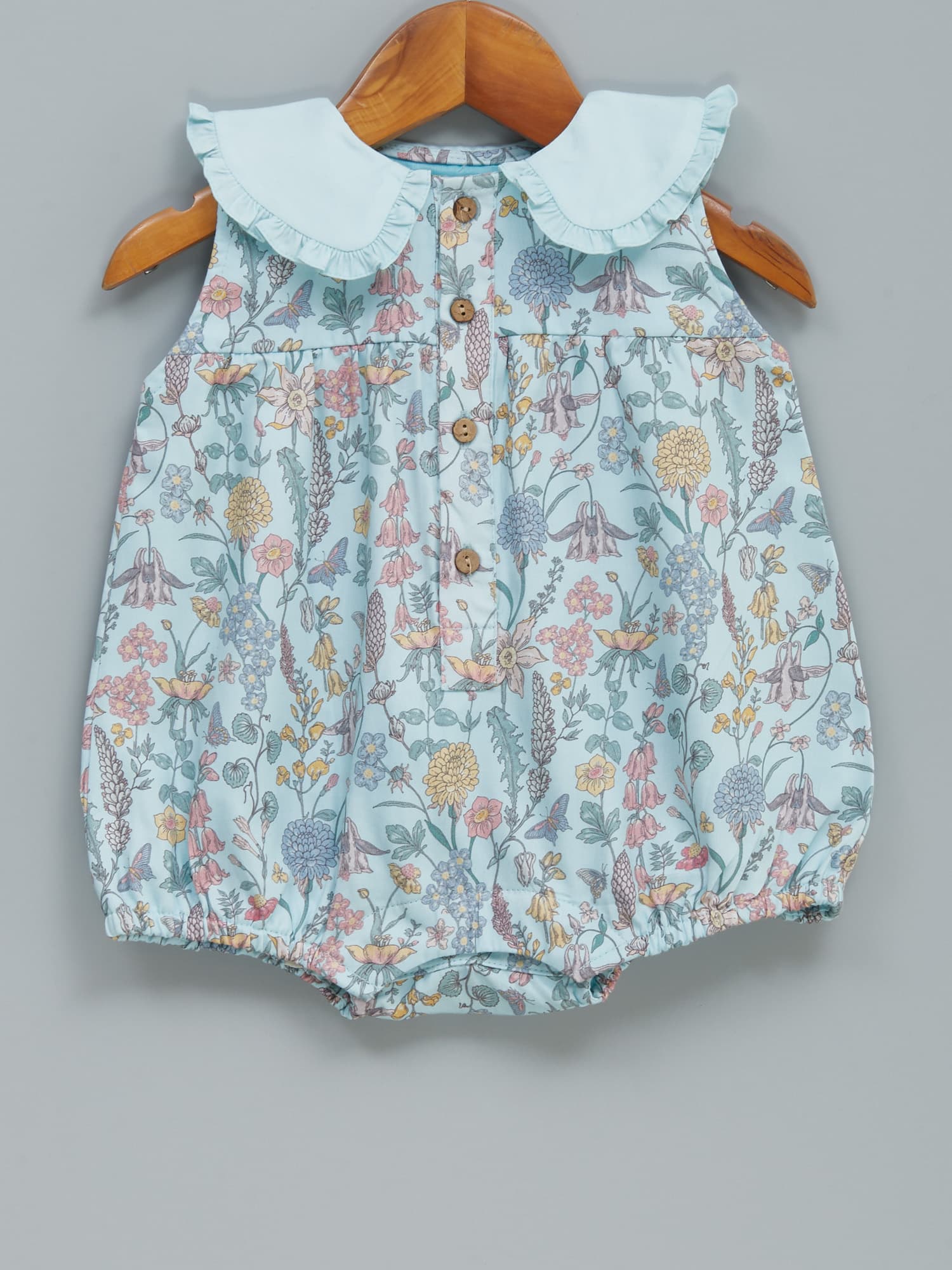 Baby Romper | Wild Floral Print with Frilled Collar