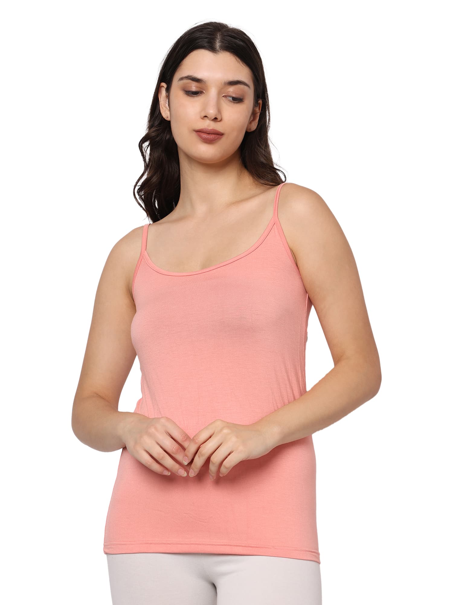 Bamboo Fabric Peach Camisole - Pack of 2 - Peach White