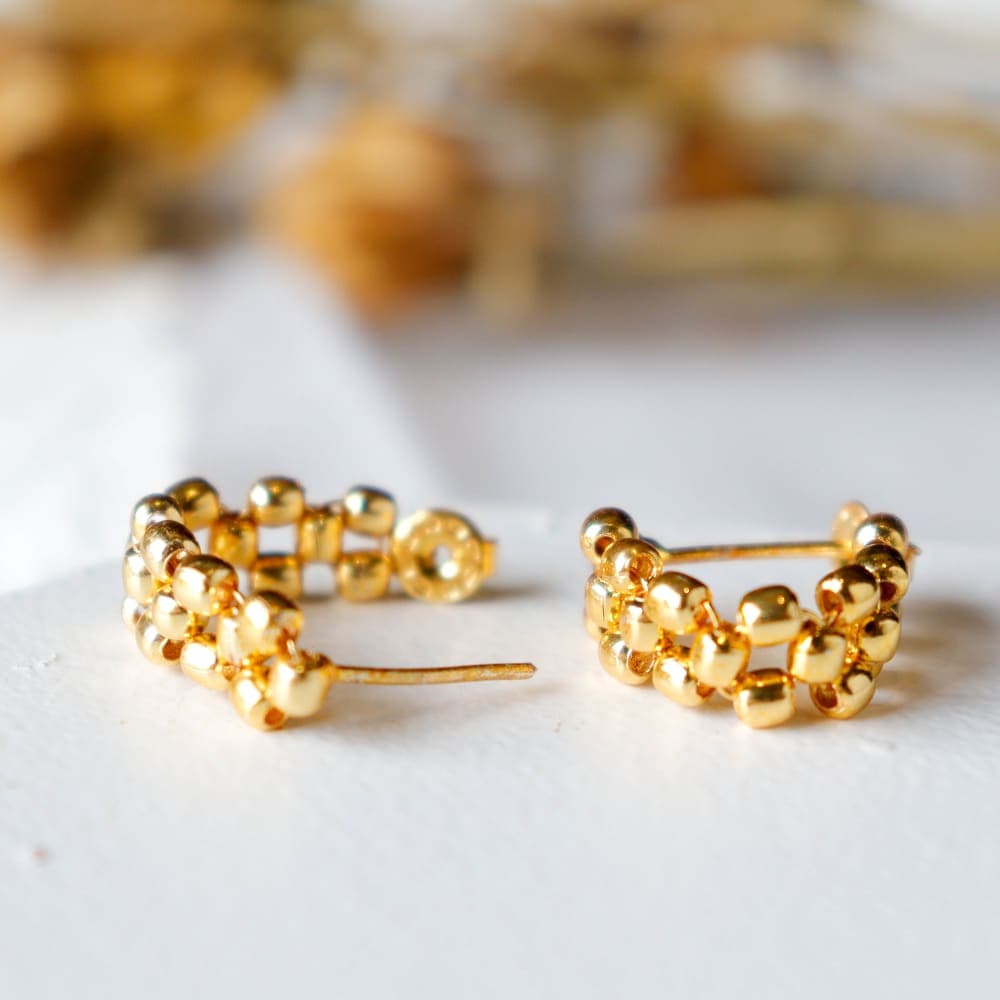 Strips Gold-Plated Brass Earrings – Handcrafted Recycled Metal