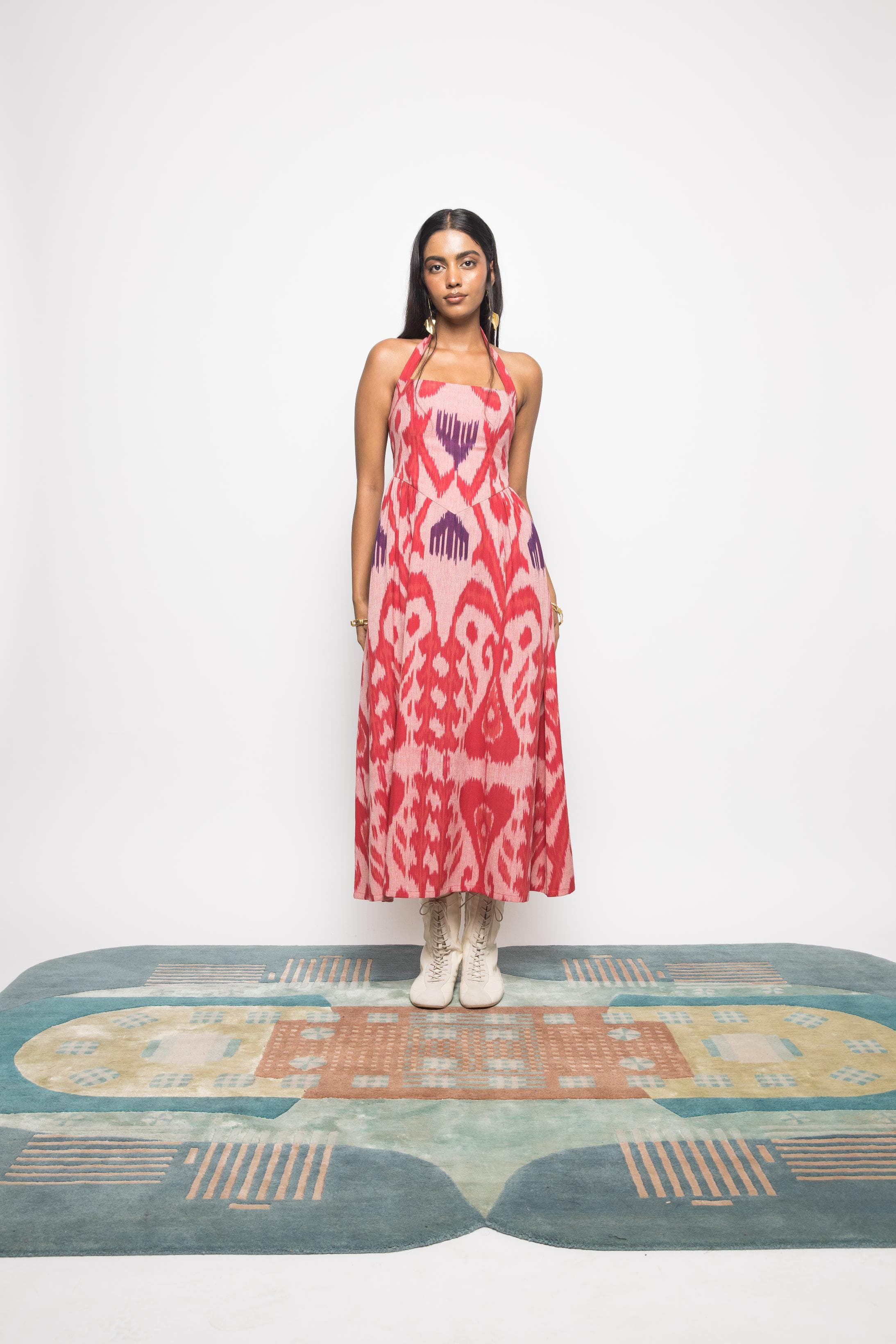  Women's Halter Neck Dress - Cotton