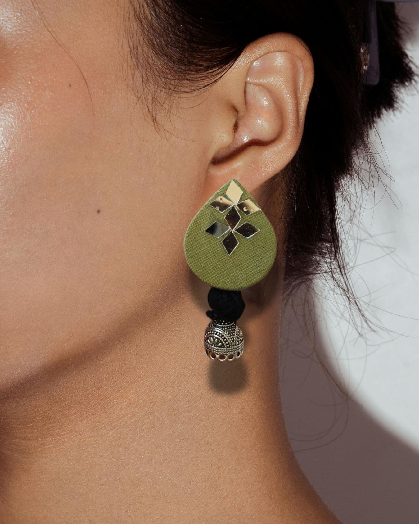  Light Green Ethnic | Mirror Earrings