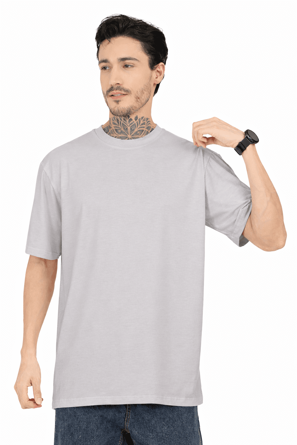 Men Oversized Bamboo T-Shirt | Gen Z Streetwear | Plain - Gray